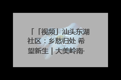 「视频」汕头东湖社区：乡愁归处 希望新生｜大美岭南·百村焕新记