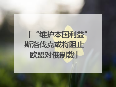 “维护本国利益” 斯洛伐克或将阻止欧盟对俄制裁
