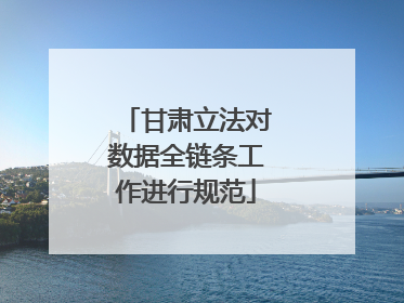 甘肃立法对数据全链条工作进行规范