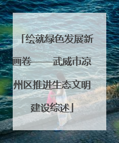 绘就绿色发展新画卷——武威市凉州区推进生态文明建设综述