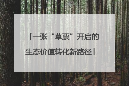 一张“草票”开启的生态价值转化新路径