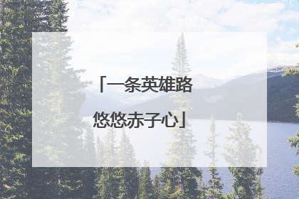 一条英雄路 悠悠赤子心