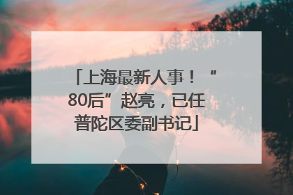 上海最新人事！“80后”赵亮，已任普陀区委副书记