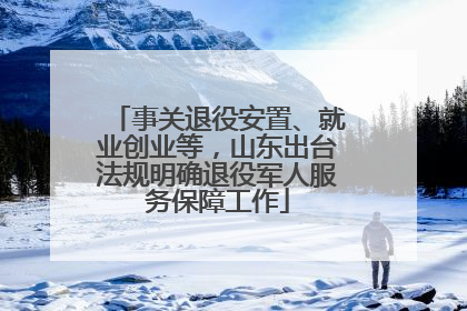 事关退役安置、就业创业等，山东出台法规明确退役军人服务保障工作