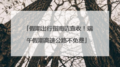 假期出行指南请查收！端午假期高速公路不免费