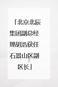 北京北辰集团副总经理胡浩获任石景山区副区长