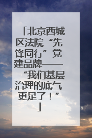 北京西城区法院“先锋同行”党建品牌——“我们基层治理的底气更足了！”