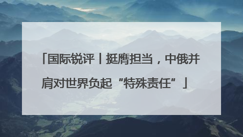 国际锐评丨挺膺担当，中俄并肩对世界负起“特殊责任”