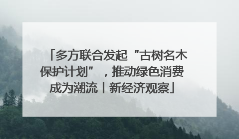 多方联合发起“古树名木保护计划”，推动绿色消费成为潮流丨新经济观察
