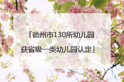 德州市130所幼儿园获省级一类幼儿园认定