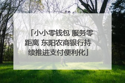 小小零钱包 服务零距离 东阳农商银行持续推进支付便利化