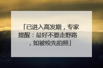 已进入高发期，专家提醒：最好不要走野路，如被咬先拍照