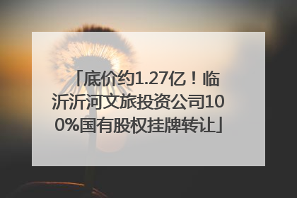 底价约1.27亿！临沂沂河文旅投资公司100%国有股权挂牌转让