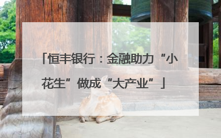 恒丰银行：金融助力“小花生”做成“大产业”