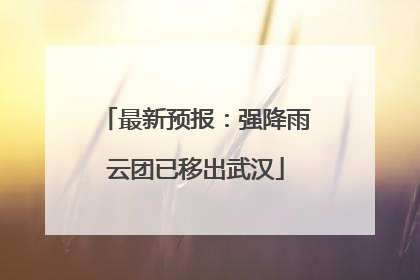 最新预报：强降雨云团已移出武汉