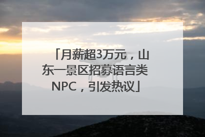 月薪超3万元，山东一景区招募语言类NPC，引发热议