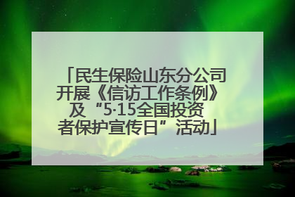 民生保险山东分公司开展《信访工作条例》及“5·15全国投资者保护宣传日”活动