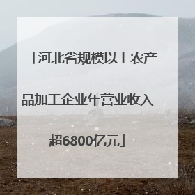 河北省规模以上农产品加工企业年营业收入超6800亿元