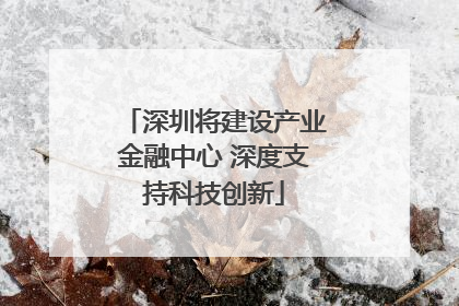 深圳将建设产业金融中心 深度支持科技创新
