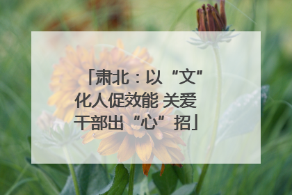 肃北：以“文”化人促效能 关爱干部出“心”招