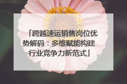 跨越速运销售岗位优势解码：多维赋能构建行业竞争力新范式