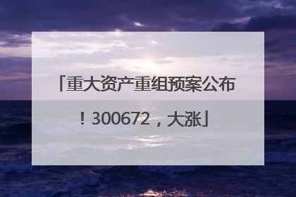 重大资产重组预案公布！300672，大涨