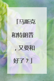 马斯克和特朗普，又要和好了？