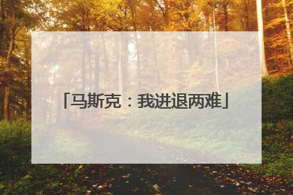马斯克：我进退两难