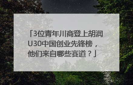 3位青年川商登上胡润U30中国创业先锋榜，他们来自哪些赛道？
